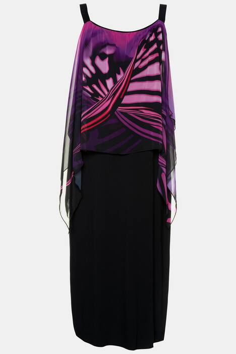 Strandkleid, Chiffon-Überwurf, ärmellos, gemustert