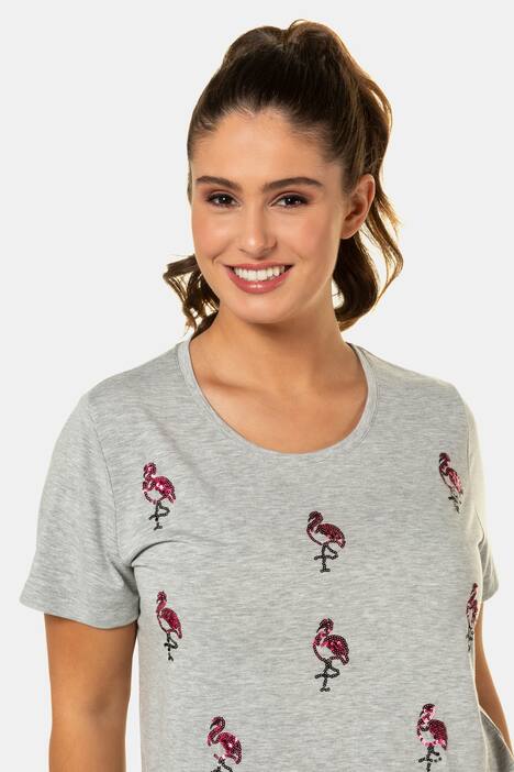 T-Shirt, Pailletten-Flamingos, Classic, Elasthan