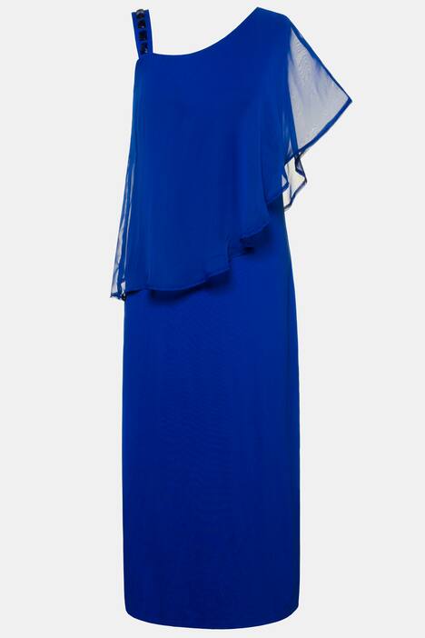 Jerseykleid, asymetrischer Chiffonüberwurf