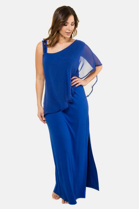 Jerseykleid, asymetrischer Chiffonüberwurf