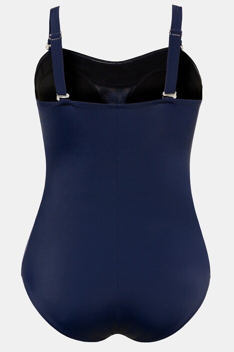 Retro Inset Print Piped Lined Swimsuit