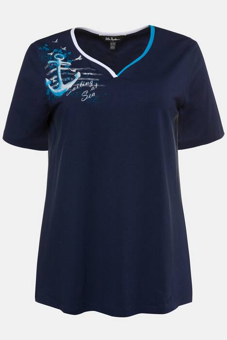 T-Shirt, Ankermotiv, Classic, Herzausschnitt