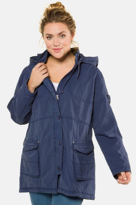 Parka, Kapuze, Blümchenfutter, Sommerjacke