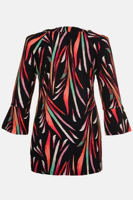 Brush Stripe Print Carmine Stretch Knit Top