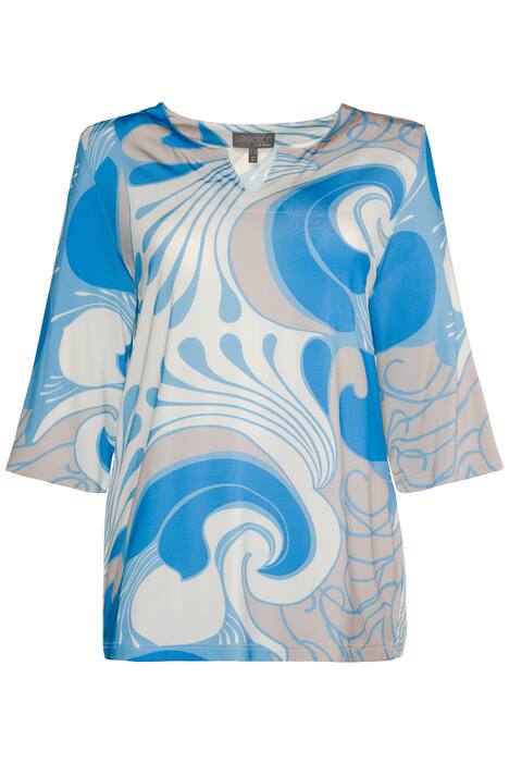 Shirt, grafisches Wellenmuster, Classic, 3/4-Arm, selection