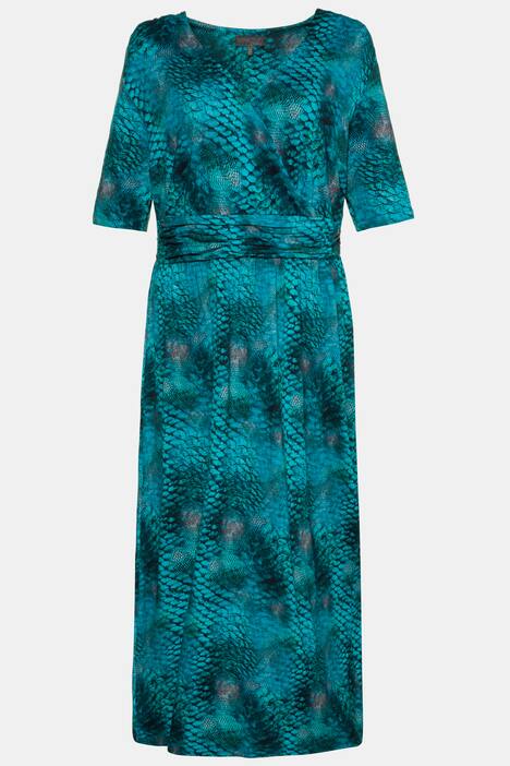 Kleid, Federmuster, Wickeloptik, Halbarm, Jersey, selection