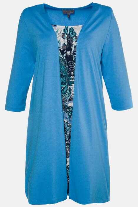 Jerseykleid, 2-in-1-Look, gemustert, Zierfalten, 3/4-Ärmel, selection