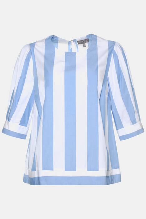 Vertical Stripe Round Neck 3/4 Sleeve Blouse