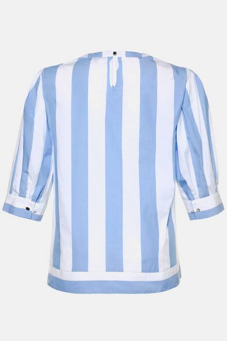 Vertical Stripe Round Neck 3/4 Sleeve Blouse