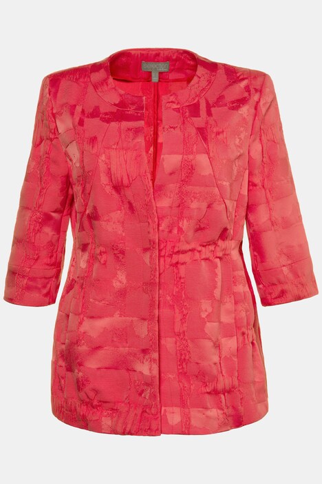 Veste jacquard, motif tissé, encolure ronde, bouton invisible, poches, manches longues