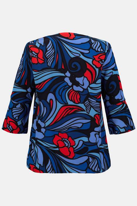 Tunika, Vintage-Blüten, A-Linie, Ziernaht, 3/4-Arm