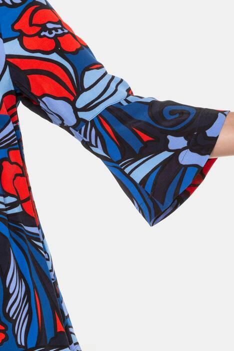 Tunika, Vintage-Blüten, A-Linie, Ziernaht, 3/4-Arm