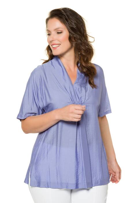 Crinkle Silk Blend Soft Sheen Dolman Sleeve Blouse