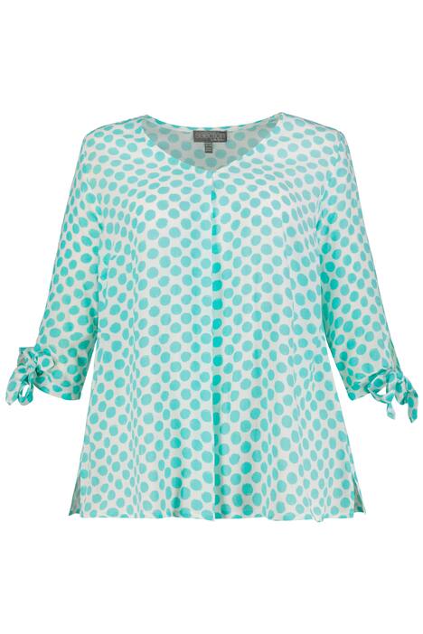 Polka Dot V-Neck Tie Sleeve Blouse