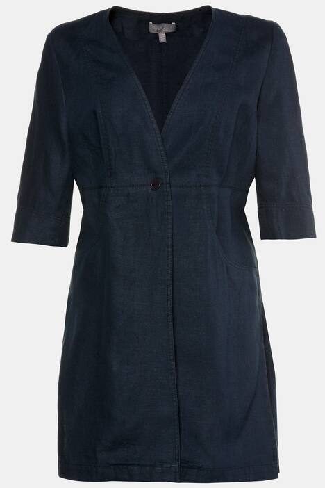 Jacke, reines Leinen, taillierte Longform, 3/4-Arm
