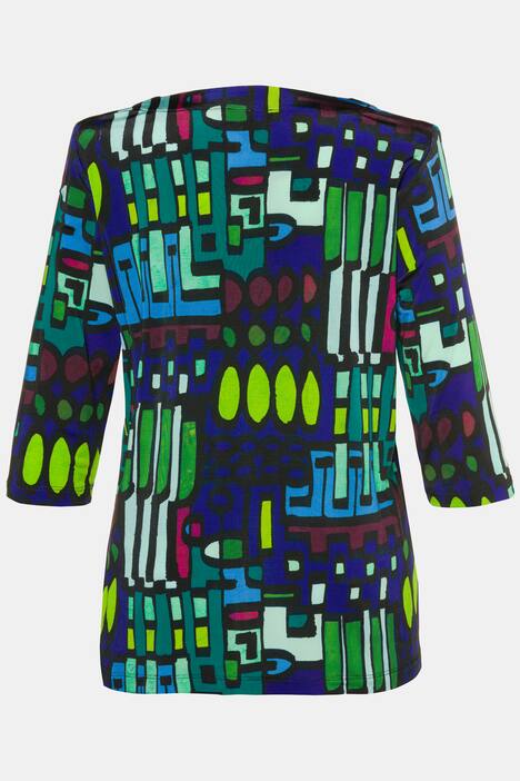 Modern Graphic V-Neck Stretch Knit Top