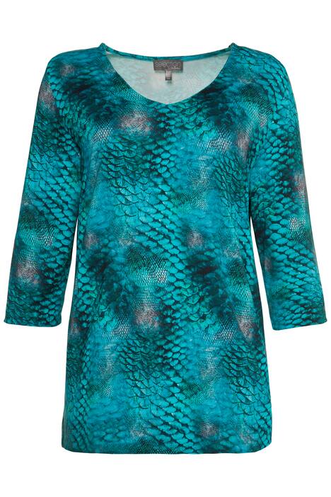 Animal Print V- Neck Stretch Knit Top