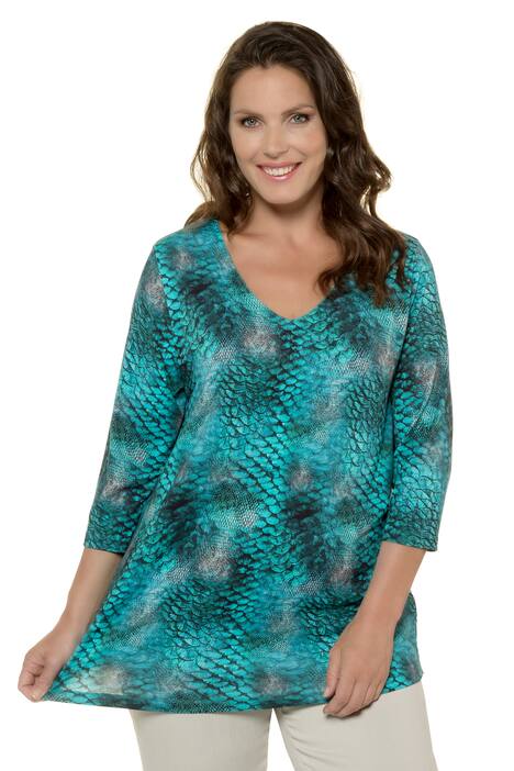 Animal Print V- Neck Stretch Knit Top