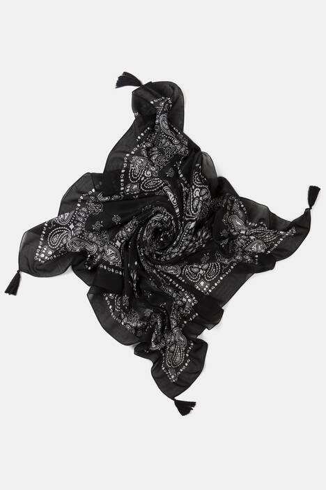 Bandana Paisley Print Tassel Scarf