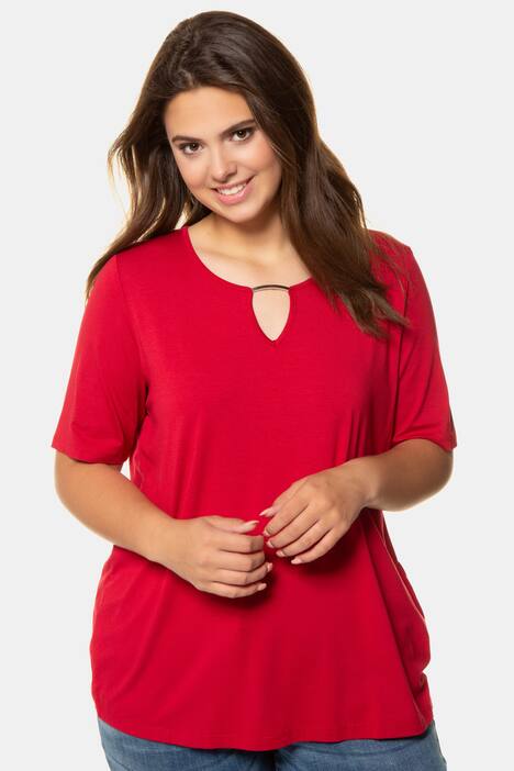 T-Shirt, Metallic-Ausschnittdekor, Cllassic, Stretch
