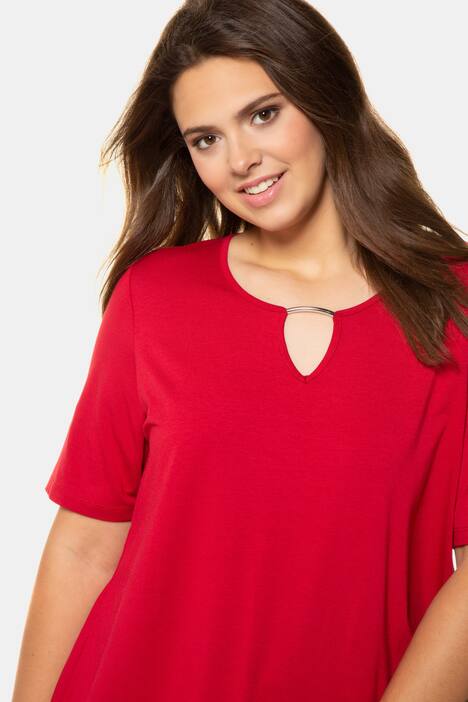 T-Shirt, Metallic-Ausschnittdekor, Cllassic, Stretch