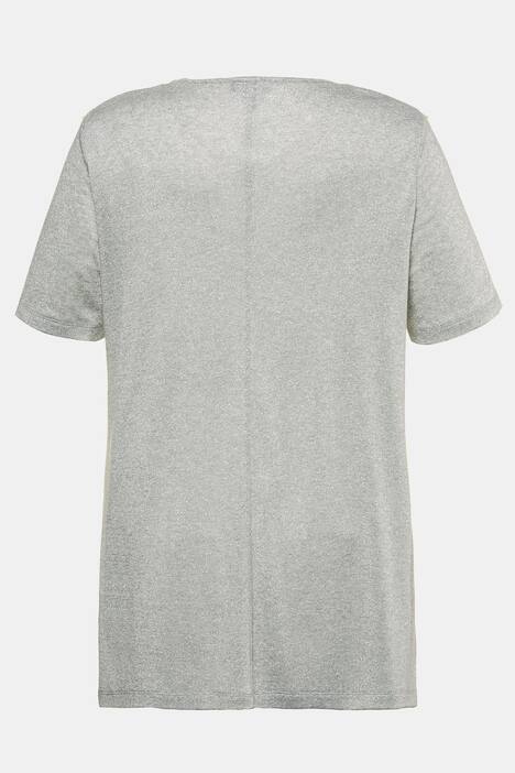 T-Shirt, Glitzerlook, A-Linie, Zipfelsaum, V-Ausschnitt