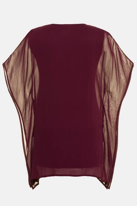 Beaded Sequined Chiffon Overlay Stretch Knit Tunic