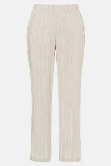 Elastic Waist Stripe Rose Fit Marlene Straight Leg Pants