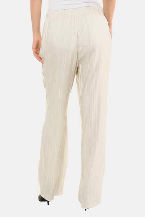 Elastic Waist Stripe Rose Fit Marlene Straight Leg Pants