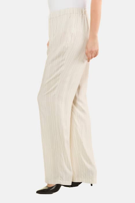 Elastic Waist Stripe Rose Fit Marlene Straight Leg Pants
