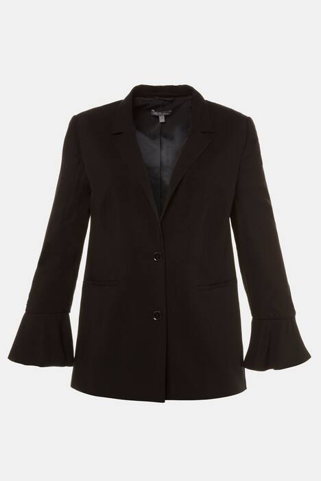 Flounce Sleeve Notch Lapel Lined Blazer