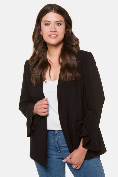 Flounce Sleeve Notch Lapel Lined Blazer