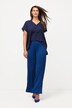 Pantalon Mary, coupe Marlene, jersey bord-côte, jambe large et taille élastique
