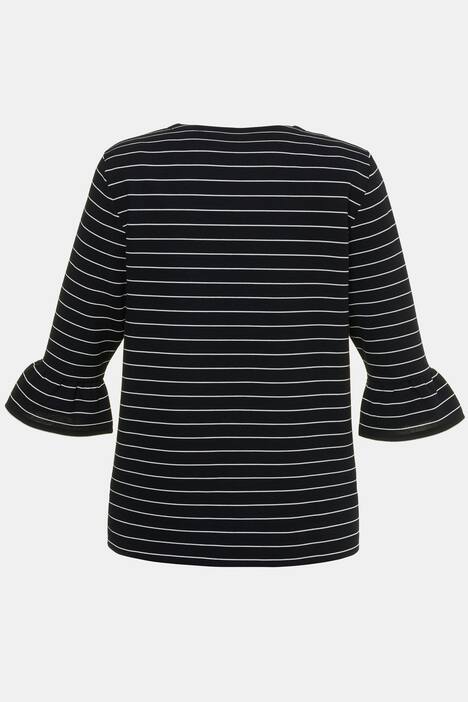Sweatshirt, Ringel, 3/4-Volantärmel, Elasthan