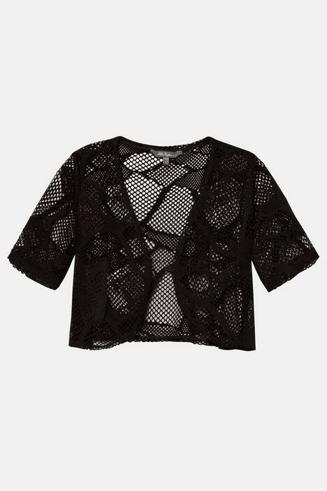 Bolero, Ajourmuster, offene Form, 3/4-Ärmel
