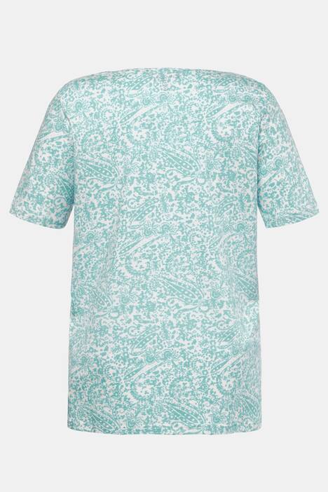 Pintuck Paisley Print A-line Fit Cotton Tee