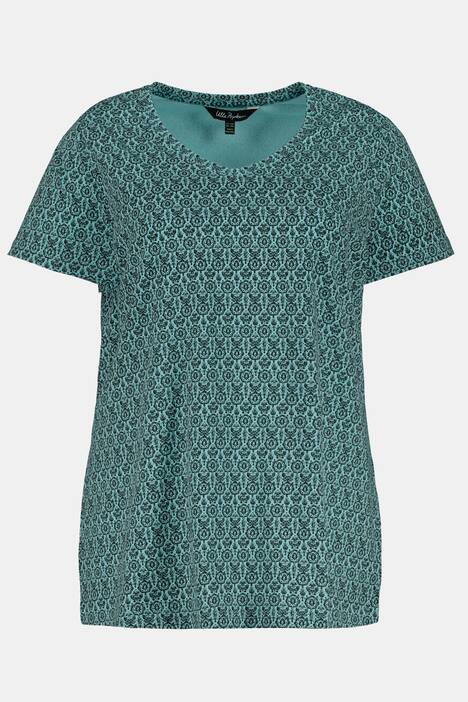 Eco Cotton Foulard Print V-Neck Short Sleeve Cotton Tee