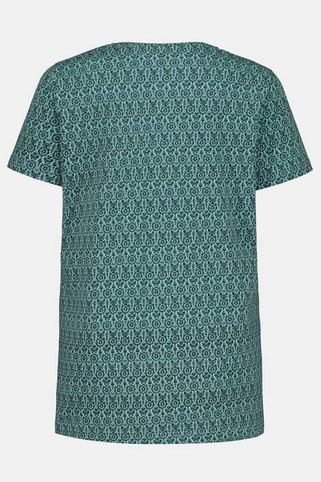 Eco Cotton Foulard Print V-Neck Short Sleeve Cotton Tee