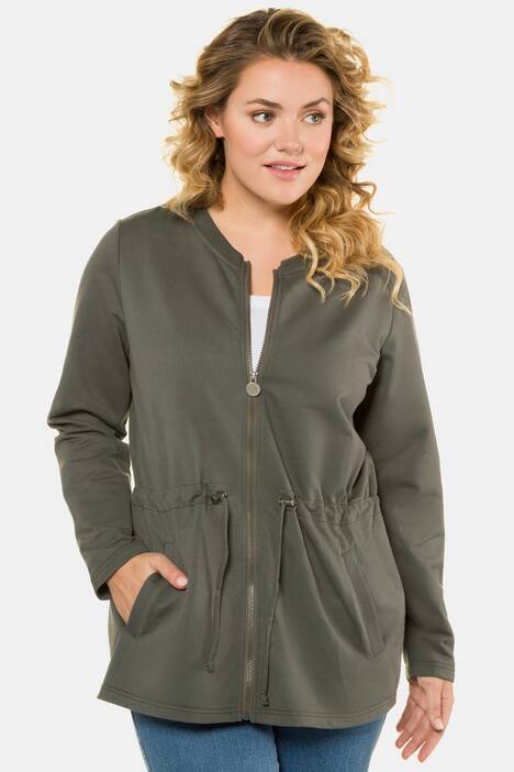 Drawstring Zip Long Sleeve Pocket Sweatshirt