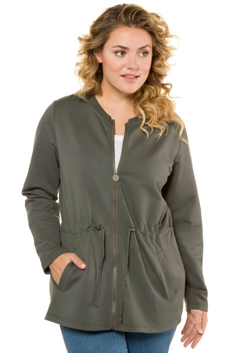 Drawstring Zip Long Sleeve Pocket Sweatshirt