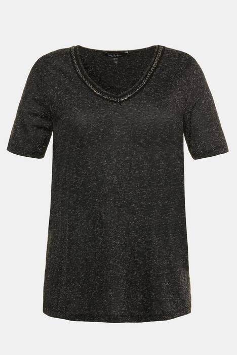 T-Shirt, Perlenband, Regular, melierter Jersey