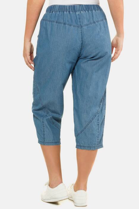 Hose Ruby, wadenlang, Teilungsnähte, Elastikbund, Denim