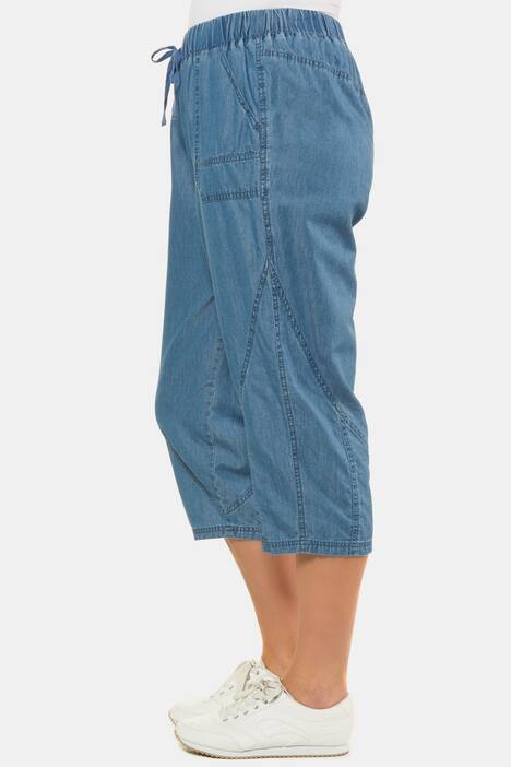 Hose Ruby, wadenlang, Teilungsnähte, Elastikbund, Denim
