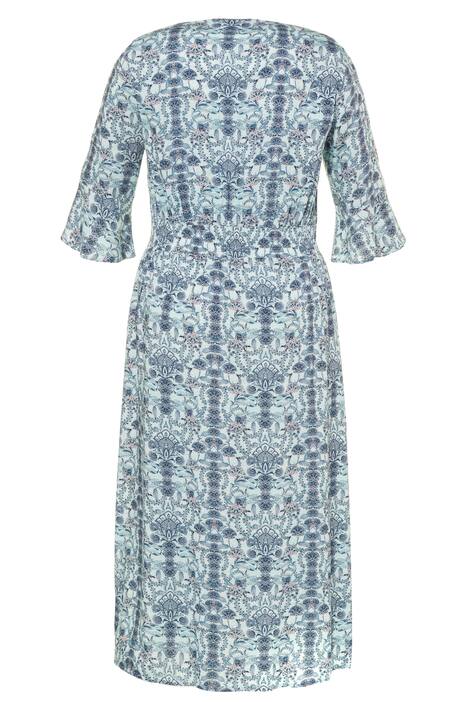 Kleid, Blumenmuster, Smokeinsatz, Volantärmel