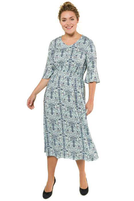 Kleid, Blumenmuster, Smokeinsatz, Volantärmel