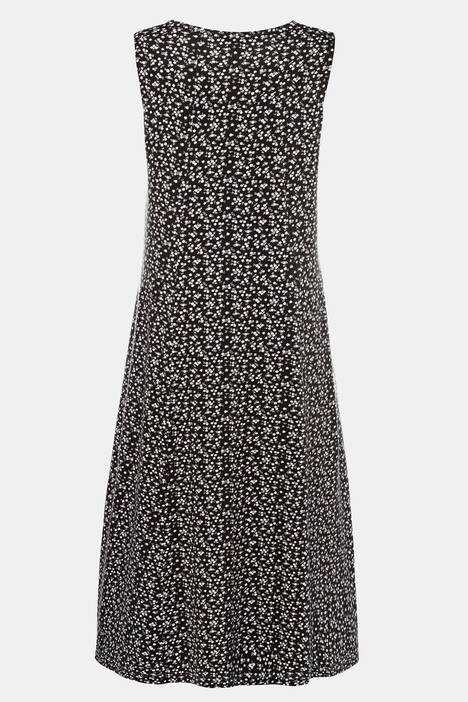 Jerseykleid, Blümchen, ausgestellter Saum, ärmellos