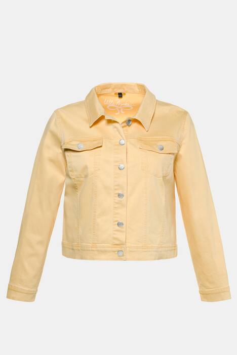 Jeansjacke, extraweich, kurze Form, Hemdkragen