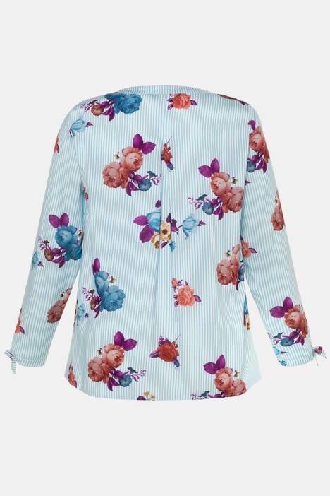Bluse, Blütenmotive, verdeckte Knopfleiste, Bindeband