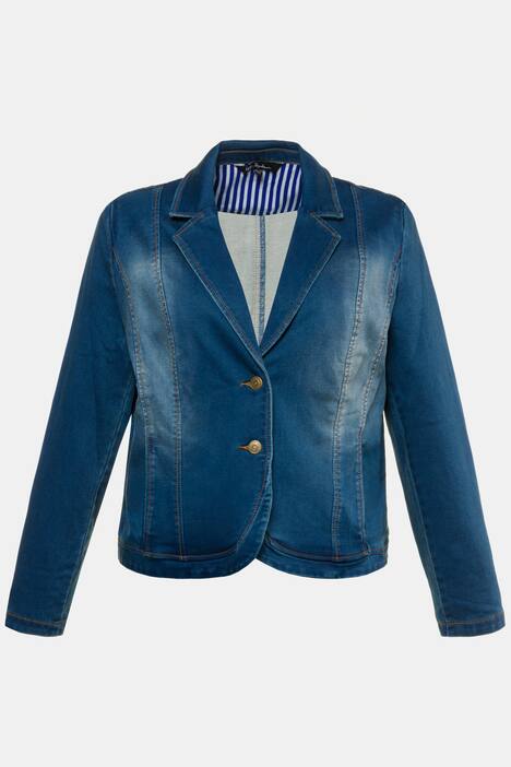 Sweat-Blazer, Denimoptik, kurze Form, Wascheffekte