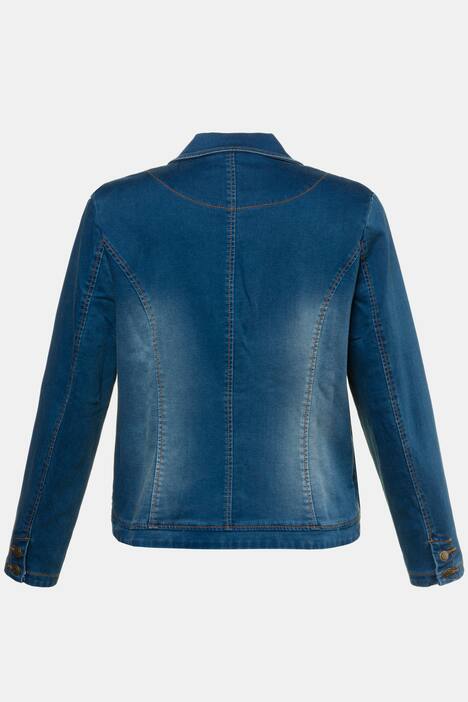 Sweat-Blazer, Denimoptik, kurze Form, Wascheffekte